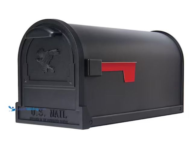 Lot 49-2020546 - Architectural Mailboxes Arlington Textured Black, Large, Steel, Post Mount Mailbox, Model # AR15B0AM...