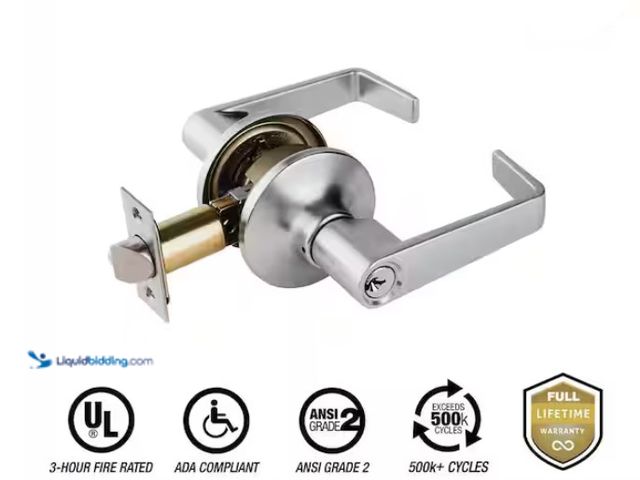 Lot 49-1547885 - Universal Hardware Light Duty Commercial Entry Lever ADA, UL 3-Hour Fire, ANSI Grade 2, Satin Chrome...