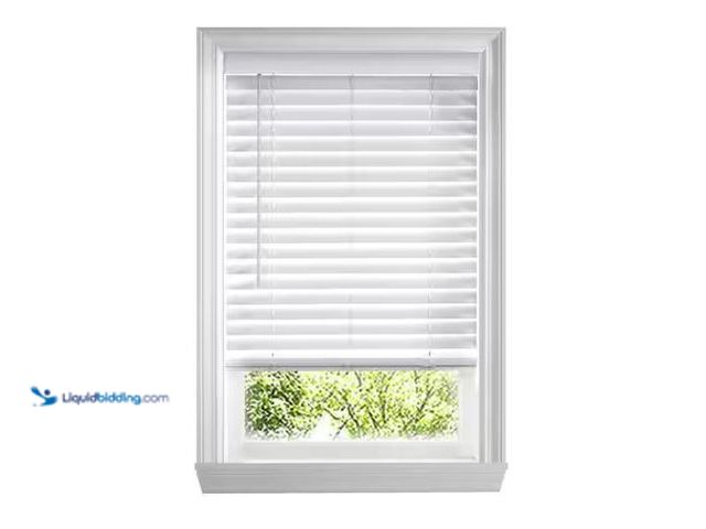 Lot 49-5573382 - Home Decorators Collection White Cordless Faux Wood Blinds for Windows with 2 in. Slats - 60.5 in. W...