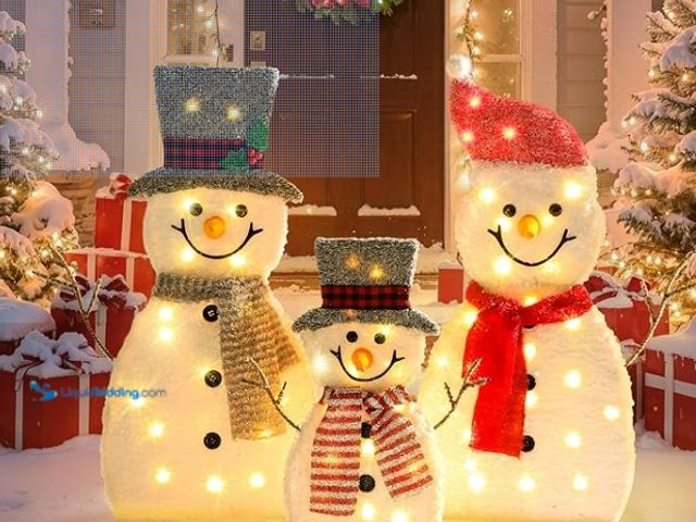 Lot 49-5453643 - GENIMO 3-Piece 2D Outdoor Snowman Christmas Decorations Yard, 30 inch Pre Lit Snowman Family with 70...