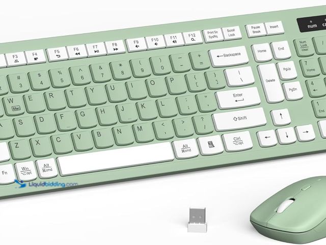 Lot 49-3528873 - Wireless Keyboard and Mouse Combo, Full-Sized Wireless Keyboard and Adjustable DPI Mouse, 2.4GHz USB...