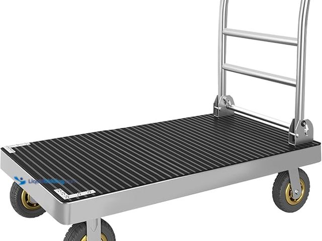 Lot 49-3482759 - Platform Truck Cart, Foldable Push Cart Dolly Large Flatbed w/Rubber Mat and 6'' Wheels, 2200LBS Cap...