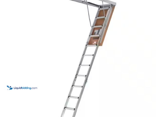 Lot 49-5574255 - Louisville Ladder
7.8 ft. - 10.3 ft. Ceiling Height Aluminum Attic Ladder(22.5 in. x 54 in. Rough O...