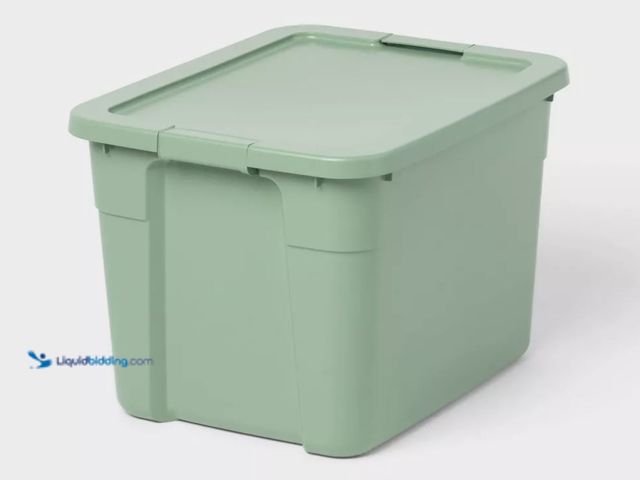 Lot 49-2001372 - Lot of (3) Bright room 20gal Latching Storage Tote Versatile Green, Model # 94685833, Unused, Has at...