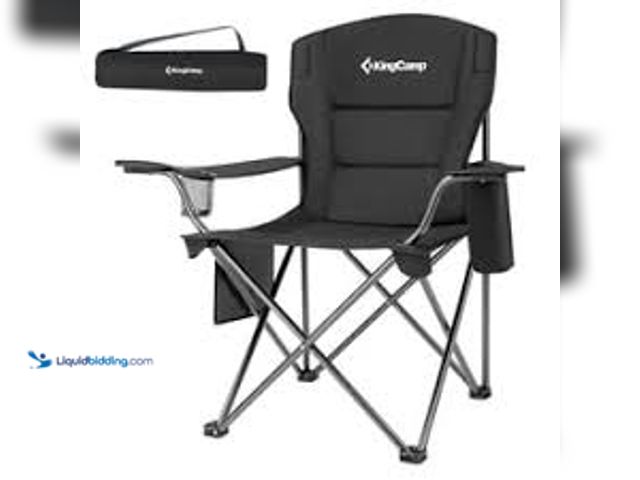Lot 49-5553043 - Ozark Trail High Back Hard Arm Outdoor Adult Camp Chair with Cup Holder, Polyester MODEL:84409308019...
