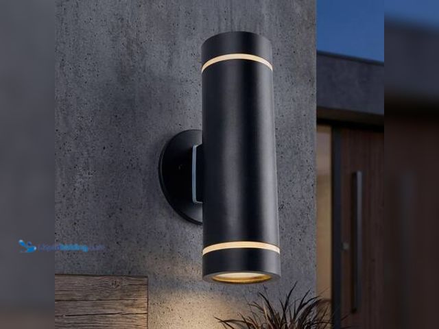 Lot 49-5581940 - Artika C7 Black Modern Outdoor Hardwired Garage and Porch-Light Cylinder Sconce Model # AMP101-CCABL...