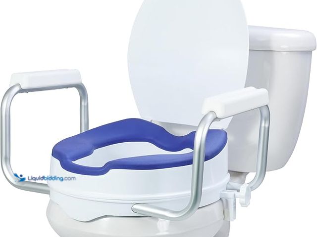 Lot 49-3430496 - Soaids Raised Toilet Seat Risers for Seniors, Padded Elevated Toilet Seat with Handles for Round Toi...