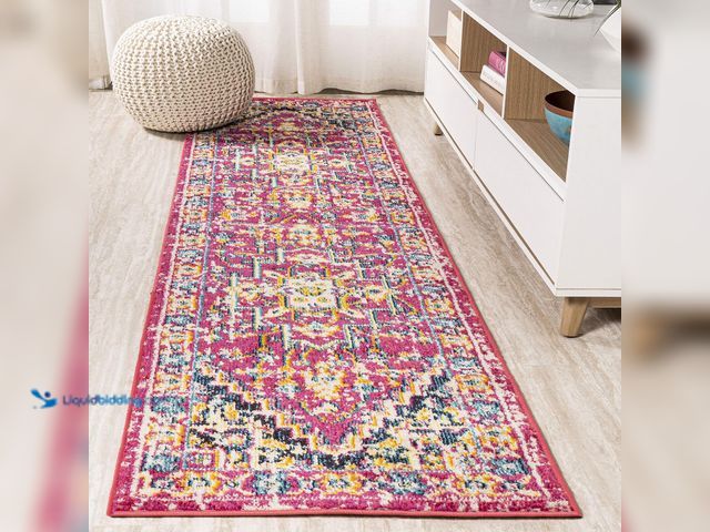 Lot 49-3531681 - JONATHAN Y Brooklyn Geometric Medallion Red/Pink Runner Rug, 2x8, Vintage, Bohemian, Easy-Cleaning f...