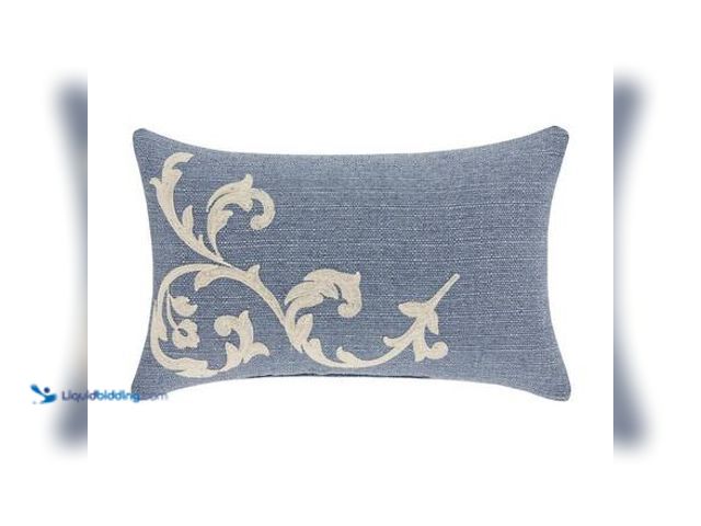 Lot 49-5581871 - J QUEEN NEW YORK INC Augusta Blue Polyester Boudoir Decorative Throw Pillow 13 x 21 in. Model # 2559...