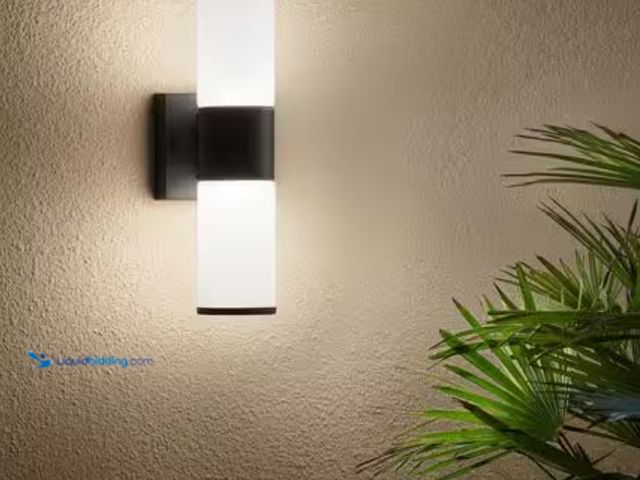 Lot 49-1623644 - Hampton Bay Hartford 14.25 in. Millennium Black Hardwired LED Smart Cylinder Outdoor Wall Light Scon...
