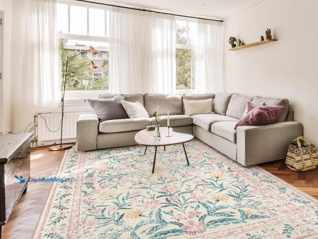 Lot 49-3463482 - Morebes Floral Washable Light Pink Rug, Boho Machine Washable Area Rugs 8x10 for Nursery Girls Bedro...