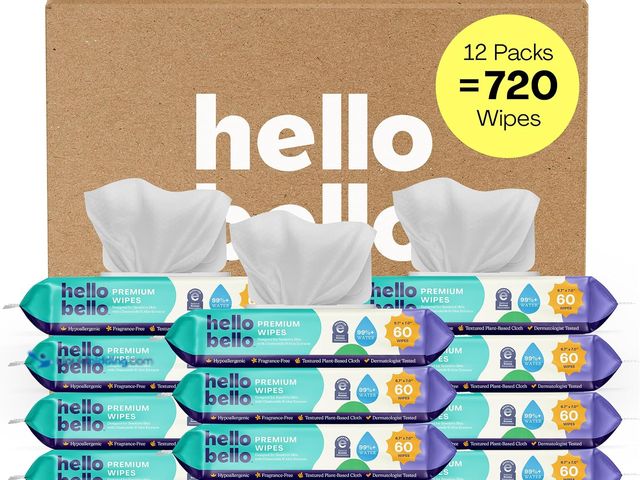 Lot 49-5546577 - Hello Bello Premium Fragrance-Free Baby Wipes 10 Resealable Packs (missing 2 packs) Model:8101156157...