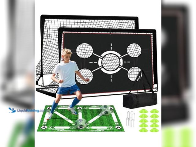 Lot 49-3432076 - Enmons 6x4 FT Kids Soccer Goals for Backyard - 2 Pack Soccer Nets, Portable Pop Up Goal Set with Tra...