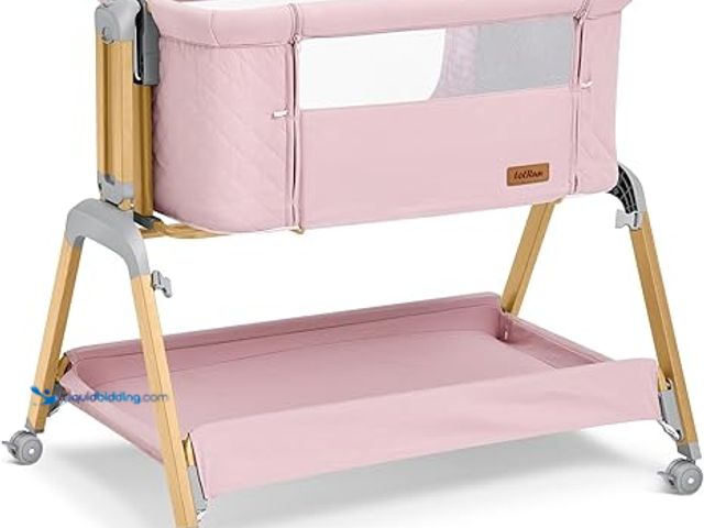 Lot 49-5448816 - Bassinet Bedside Sleeper, Rocking Bassinets with Comfy Mattress and Wheels for Newborn, 5-Height Adj...