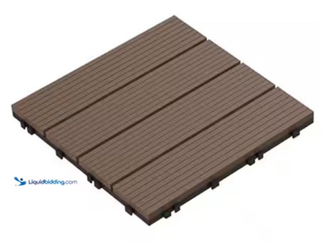 Lot 49-3631162 - Pure Garden 1 ft. x 1 ft. Outdoor Interlocking Slatted Wood Composite Deck Tile in Brown (24-Tiles),...