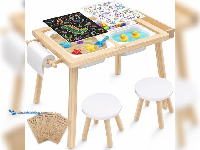 Lot 49-5546605 - Easyego Sensory Table & Chair Set – Multifunctional Sand & Water Table with Double-Sided Lid, Paper ...