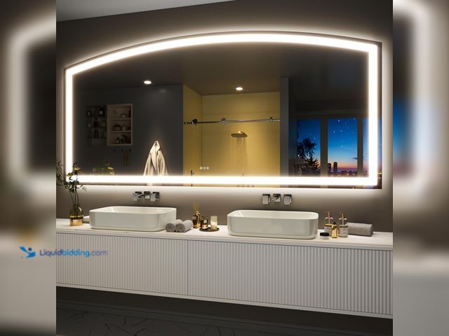 Lot 49-3511161 - Hasipu 84" x 40" LED Bathroom Mirror with Lights Arched Vanity Mirror with Touch Sensor Lighted Mirr...
