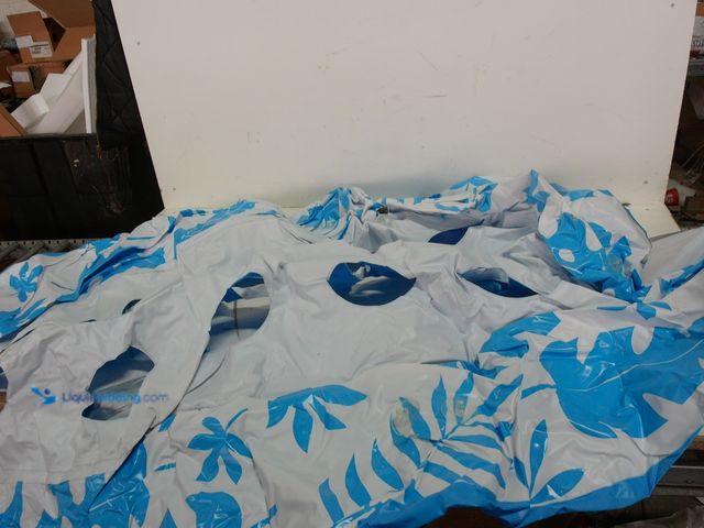 Lot 49-1569730 - Children's Inflatable Pool Float with Sun Shade, Blue and White, Slightly used.  Ref#AMABLU0114