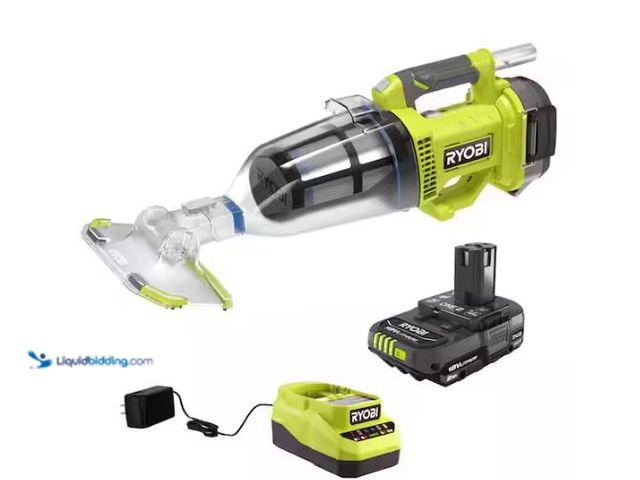 Lot 49-1624698 - RYOBI ONE+ 18V Handheld Cordless Pool Vacuum Cleaner Kit with 2.0 Ah Lithium-Ion Battery and Charger...