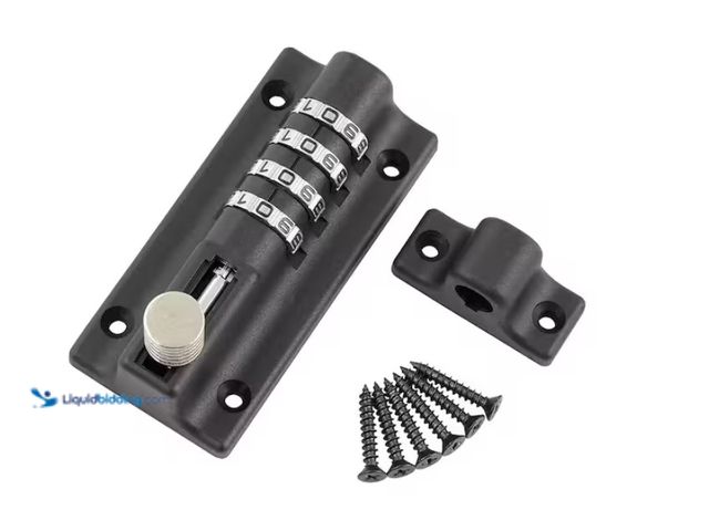 Lot 49-3613583 - Lot of (4) Everbilt 4 in. Black Combination Lock Barrel Bolt, Model # 33567, Unused  Ref#PA0716