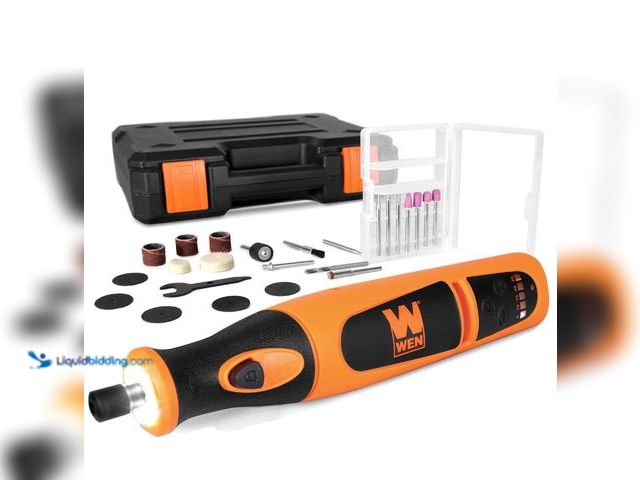 Lot 49-2001190 - WEN 23072 Variable Speed Lithium-Ion Cordless Rotary Tool Kit with 24-Piece Accessory Set, Charger, ...
