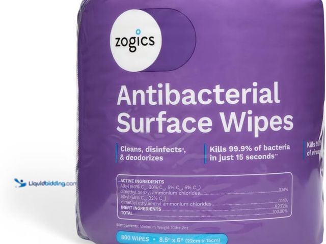 Lot 49-3564909 - Zogics Antibacterial Disinfecting Wipes – For Sanitizing and Cleaning Surfaces and Equipment, EPA Re...