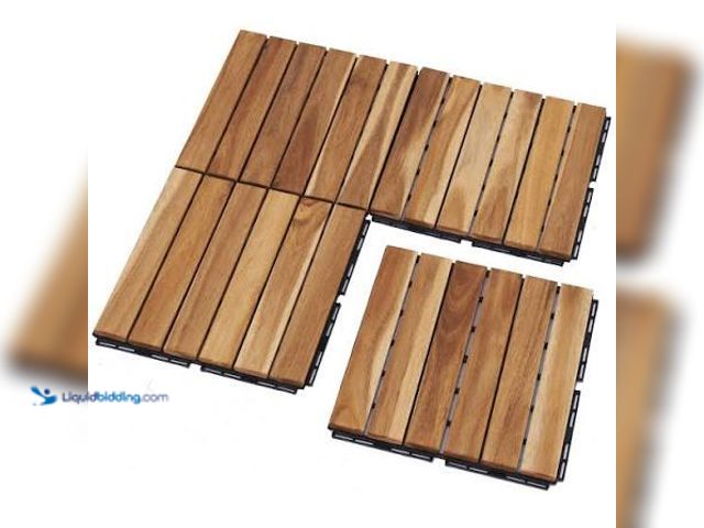 Lot 49-3565600 - BTMWAY Dark Gray 1 ft. x 1 ft. All-Weather Plastic Outdoor Interlocking Deck Tiles Striped Pattern G...