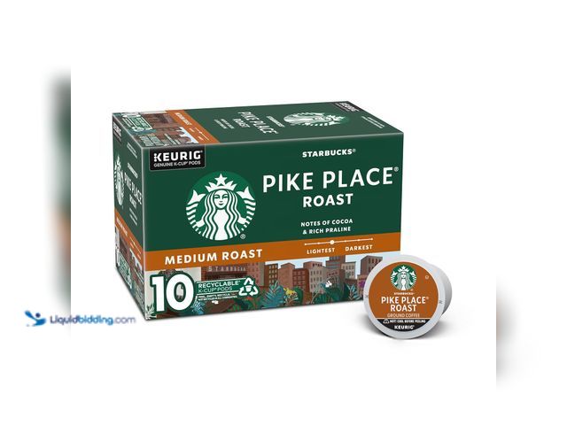 Lot 49-5410896 - Lot of 6. Starbucks K-Cup Coffee Pods, Medium Roast Coffee, Pike Place Roast For Keurig Coffee Maker...