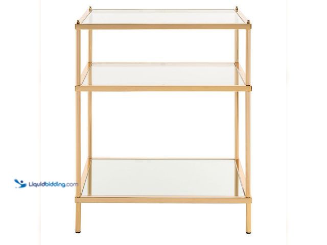 Lot 49-5447953 - SAFAVIEH Noelia 22 in. Gold Rectangle Glass End Table. [Model:  ACC6203C] Unused.