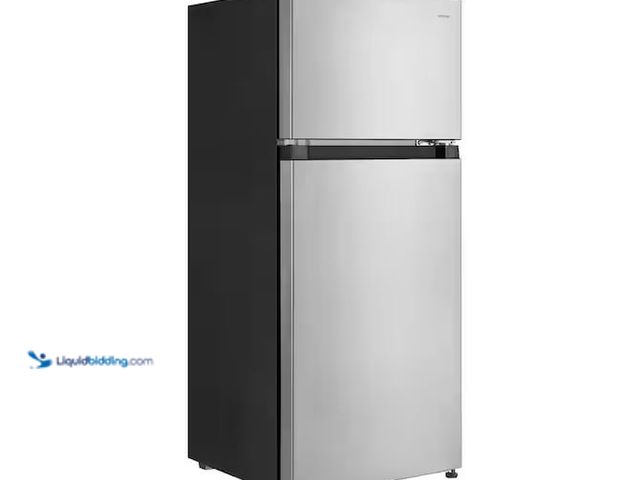 Lot 49-1576725 - Vissani 4.5 cu. ft. 2-Door Mini Refrigerator in Platinum Steel with Freezer Model # HVDR45PS, Unused...
