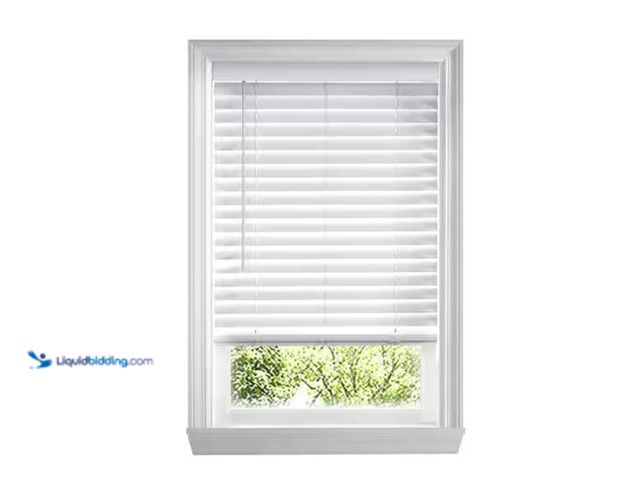 Lot 49-2026297 - Home Decorators Collection White Cordless Faux Wood Blinds for Windows with 2 in. Slats - 54.5 in. W...