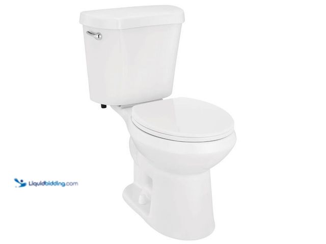 Lot 49-2004289 - Glacier Bay 12 in. Rough In 2-Piece 1.28 GPF Single Flush Round Toilet in White, Seat Included, Mode...