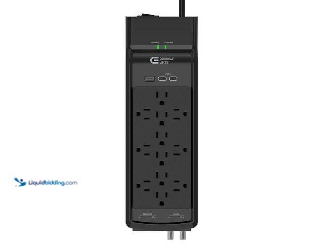 Lot 49-5413973 - Commercial Electric
15 ft. 12-Outlet Surge Protector Braided Cord with 1 USB-A and 2 USB-C, Black U...