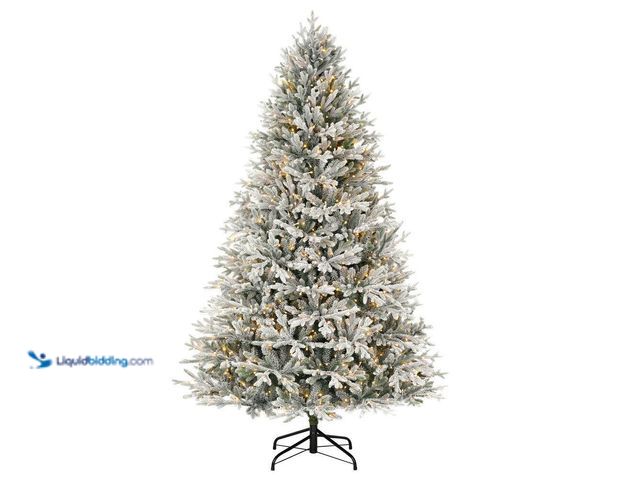 Lot 49-5447640 - Home Decorators Collection 7.5 ft Kenwood Frasier Fir Flocked LED Pre-Lit Artificial Christmas Tree ...