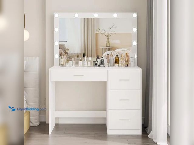 Lot 49-1557145 - Irontar Makeup Vanity Table, Makeup Table with Large Mirror and 11 LED Lights, Brightness Adjustable...