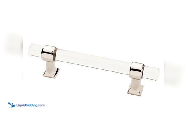 Lot 49-5572179 - QTY 4- Liberty Acrylic Bar 3-3/4 in. (96 mm) Modern Polished Nickel and Clear Cabinet Drawer Pull. M...