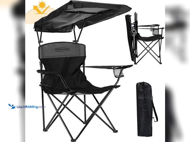 Lot 49-5543314 - Camping Chair with Canopy, Beach Chair with Shade,Portable,Lightweight Oversized for All, Easy to Op...