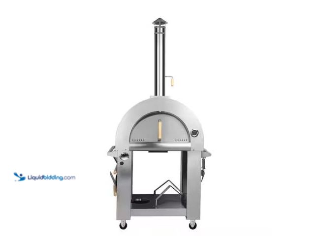 Lot 49-1570109 - Koolmore 32 in. Wood and Gas Fired Outdoor Pizza Oven in Stainless-Steel, Model # KM-OKS-DFPO, New, ...