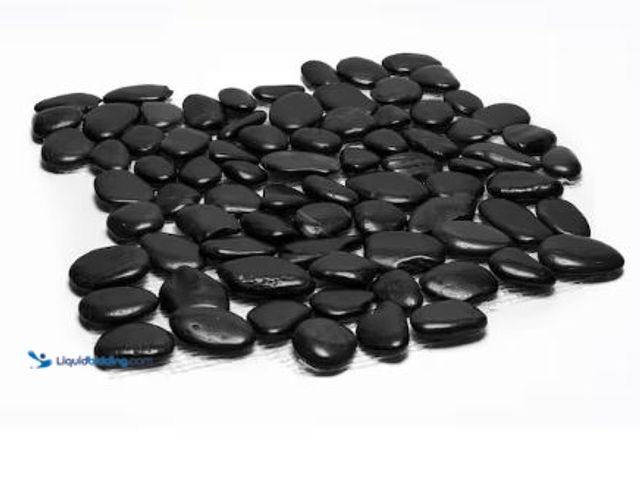 Lot 49-1625579 - APPROX (20) SQ FT of Rain Forest 12"x12" Black Mid-Polish Pebble Stone Floor and Wall Tile (1.0sq/ft...