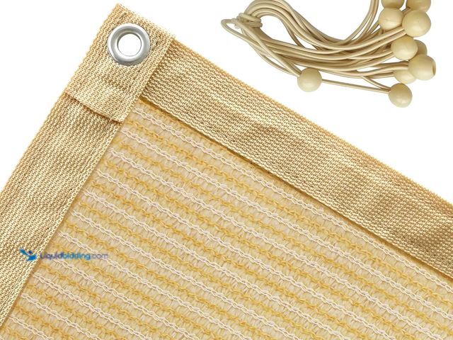 Lot 49-2000145 - Shatex 90% Shade Fabric 6' x 10' Sun Shade Cloth with Grommets for Pergola Cover Canopy, Wheat, 12 B...