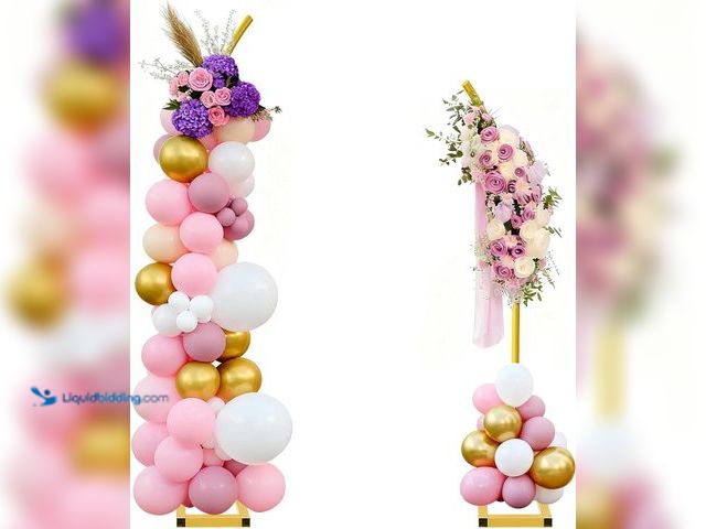 Lot 49-1549228 - Balloon Arch Stand, Wedding Arch Backdrop Stand Set of 2, Metal Arches Backdrop Stand with Metal Squ...
