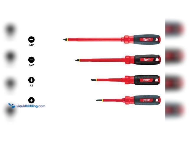 Lot 49-5463317 - Milwaukee
1000-Volt Insulated Screwdriver Set and Pouch (4-Piece) Unused