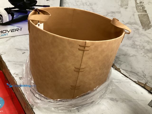 Lot 49-5542442 - Large Faux Leather Storage Bin Camel Brown - Hearth & Hand, Unused