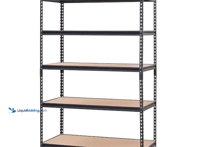 Lot 49-1568536 - Muscle Rack 5-Shelf Heavy Duty Adjustable Metal Garage Storage Shelving Unit in Black (48 in. W x 72...
