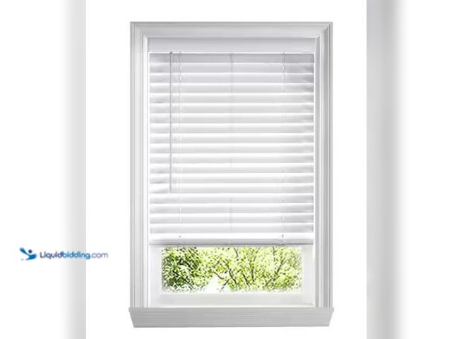 Lot 49-5573336 - Home Decorators Collection White Cordless Faux Wood Blinds for Windows with 2 in. Slats - 60.5 in. W...
