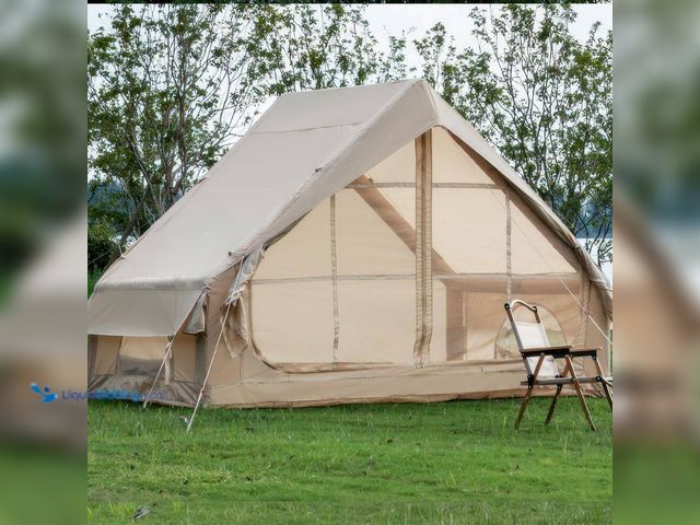 Lot 49-3528302 - 10 ft. x 7 ft. Khaki Inflatable Tent With Pump Glamping Tent for 4-6 Person Waterproof Glamping Tent...