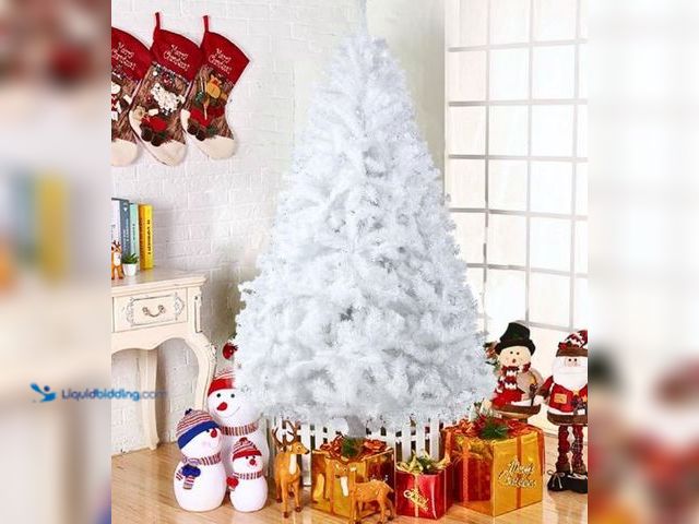 Lot 49-1548133 - Ktaxon 7.5ft White Christmas Tree Artificial Christmas Tree Seasonal Holiday Decoration w/ 1,500 Bra...