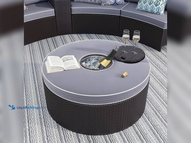 Lot 49-5539939 - HEARTH & HARBOR Gray Wicker Outdoor Patio Round Table. NOT FULL PATIO SET Model # NB-PFW-SCR-GR/GR-S...