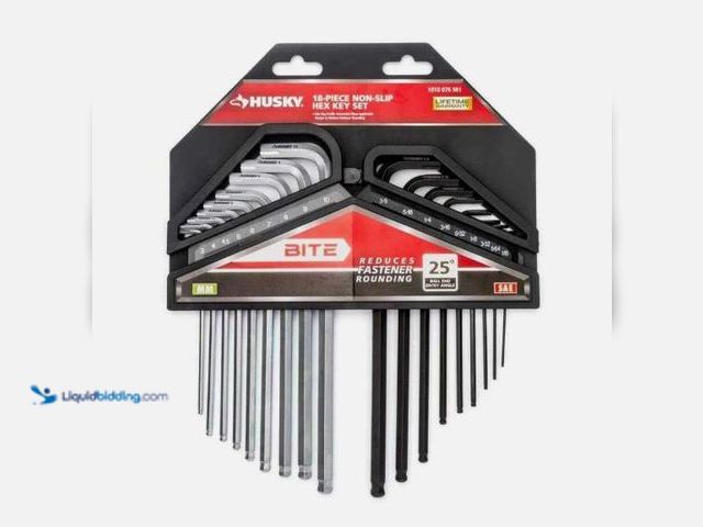 Lot 49-5551383 - Husky BITE SAE/Metric Non-Slip Hex Key Set (18-Piece), Unused
