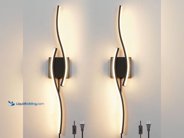 Lot 49-5477815 - Plug in Wall Sconces Set of 2, Modern Plug in Sconce with Remote, Dimmable LED Wall Light, Wall Lamp...